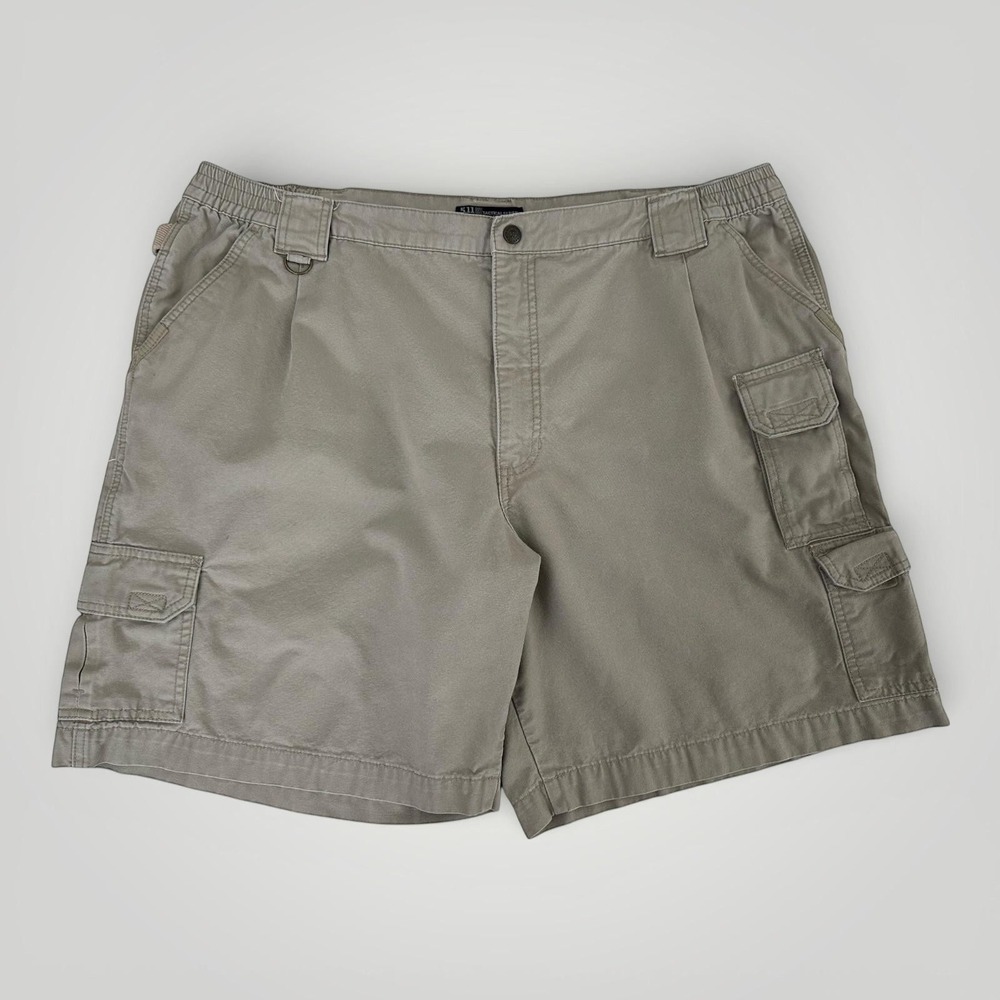 5.11 Tactical Series Shorts Mens Size 44 Khaki Cargo 9 In Elastic Waist Cotton